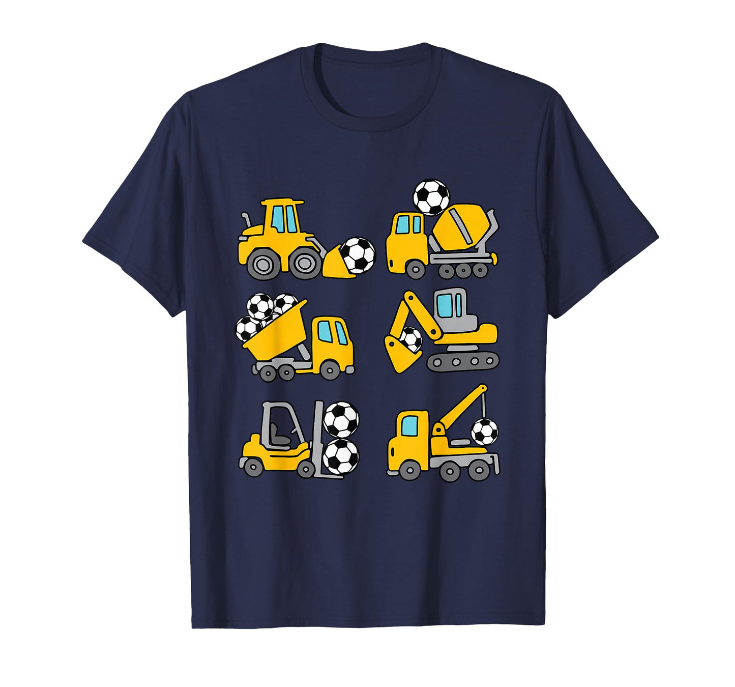 Soccer Ball Kids Football Construction Trucks Toddler Boys T-Shirt