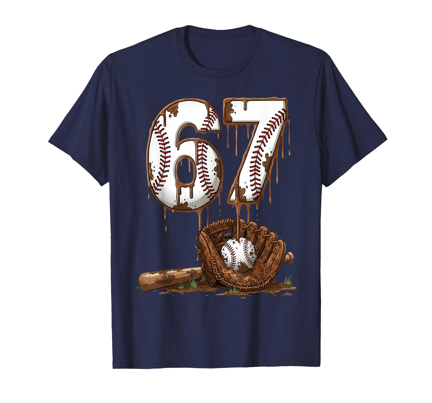 Baseball 67 Six Seven Meme Funny 6-7 Drip Baseball Boys Men T-Shirt