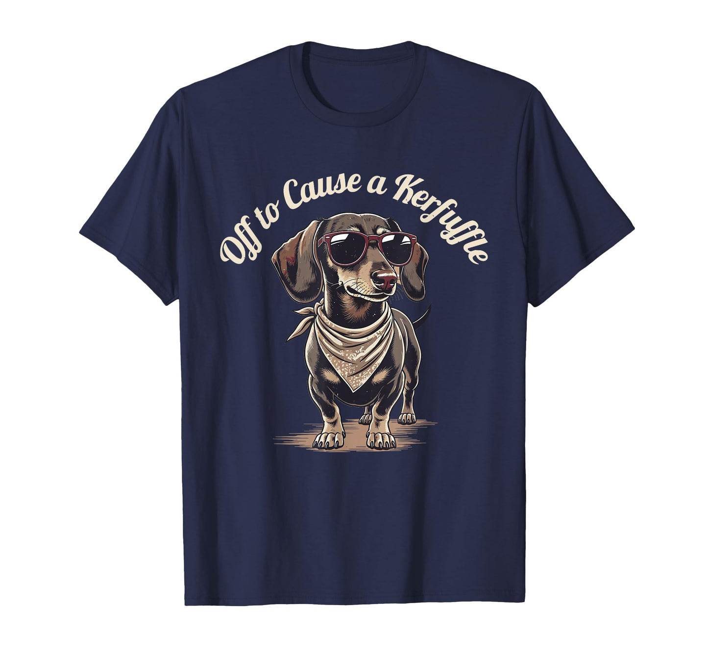 Funny Dachshund Off to Cause A Kerfuffle Retro Wiener Dog T-Shirt