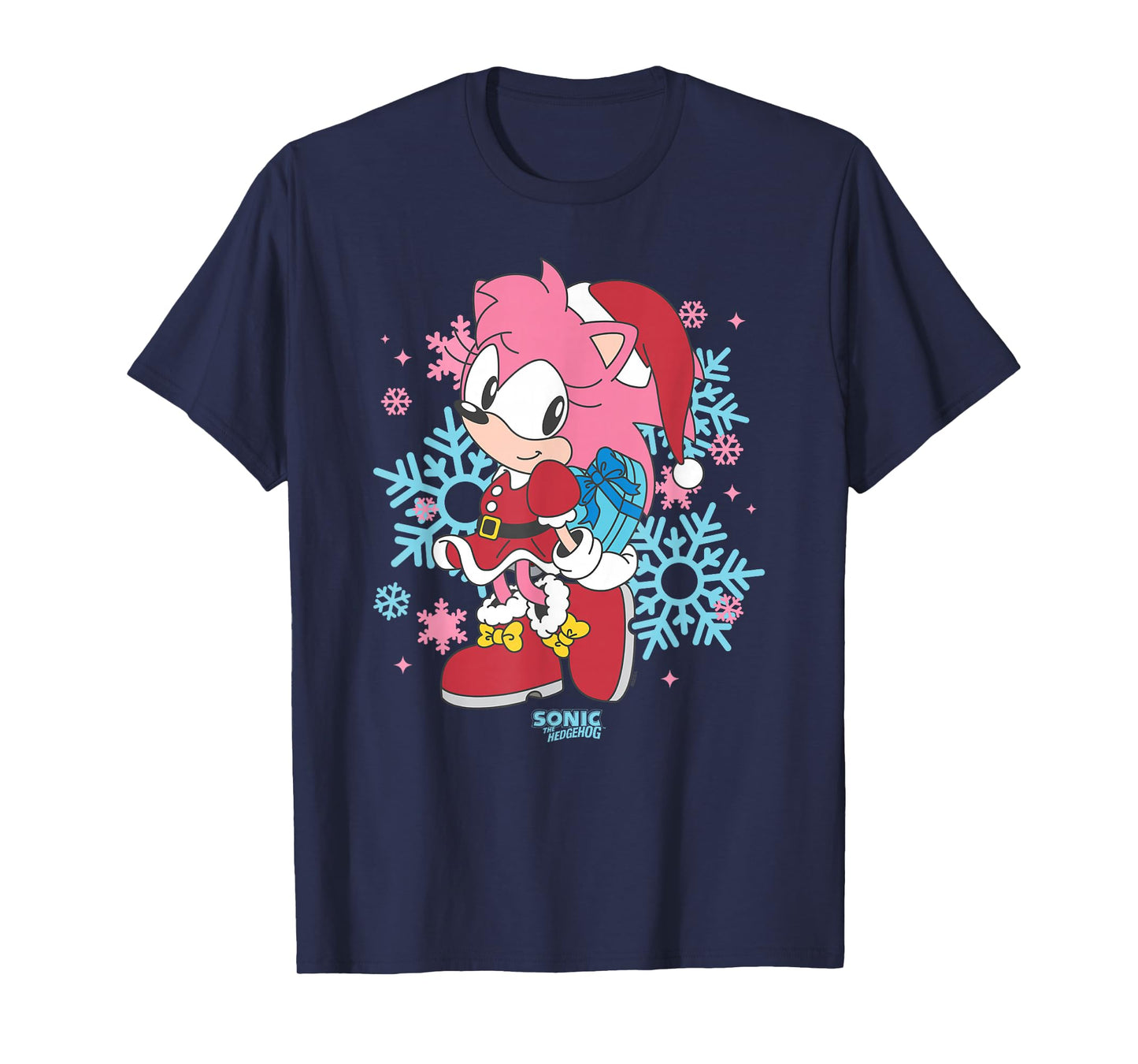 Sonic The Hedgehog Christmas Amy Rose with Lovely Present T-Shirt