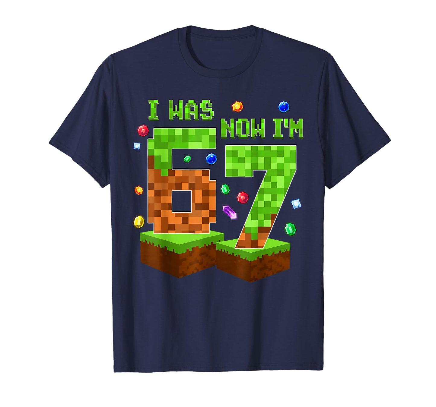 7 Year Old Pixel Birthday Boy I was 6 Now I'm 7 Funny Meme T-Shirt
