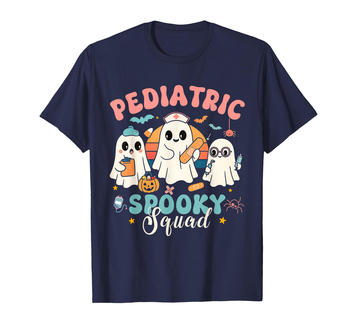 Pediatric Spooky Squad Ghost Nurse Halloween Matching Tee T-Shirt