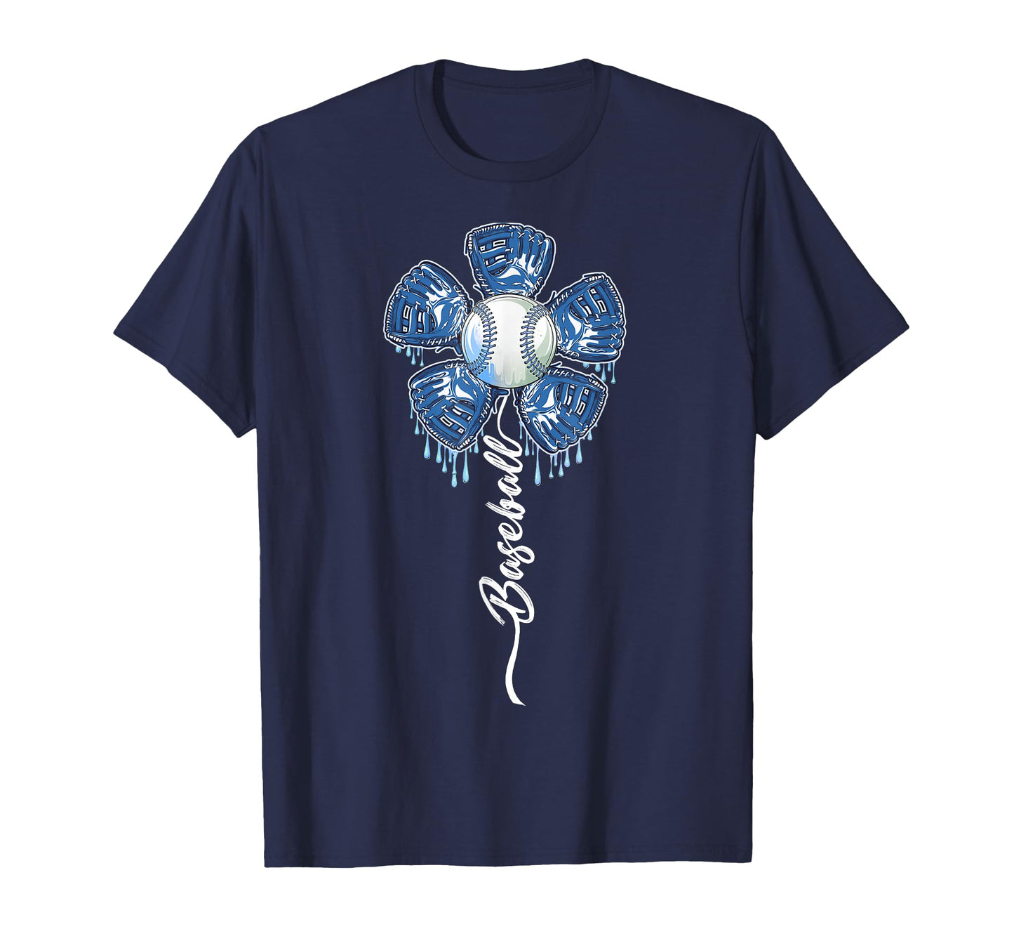 Baseball Flower Drip Ice Cream Sprinkles Baseball Glove T-Shirt