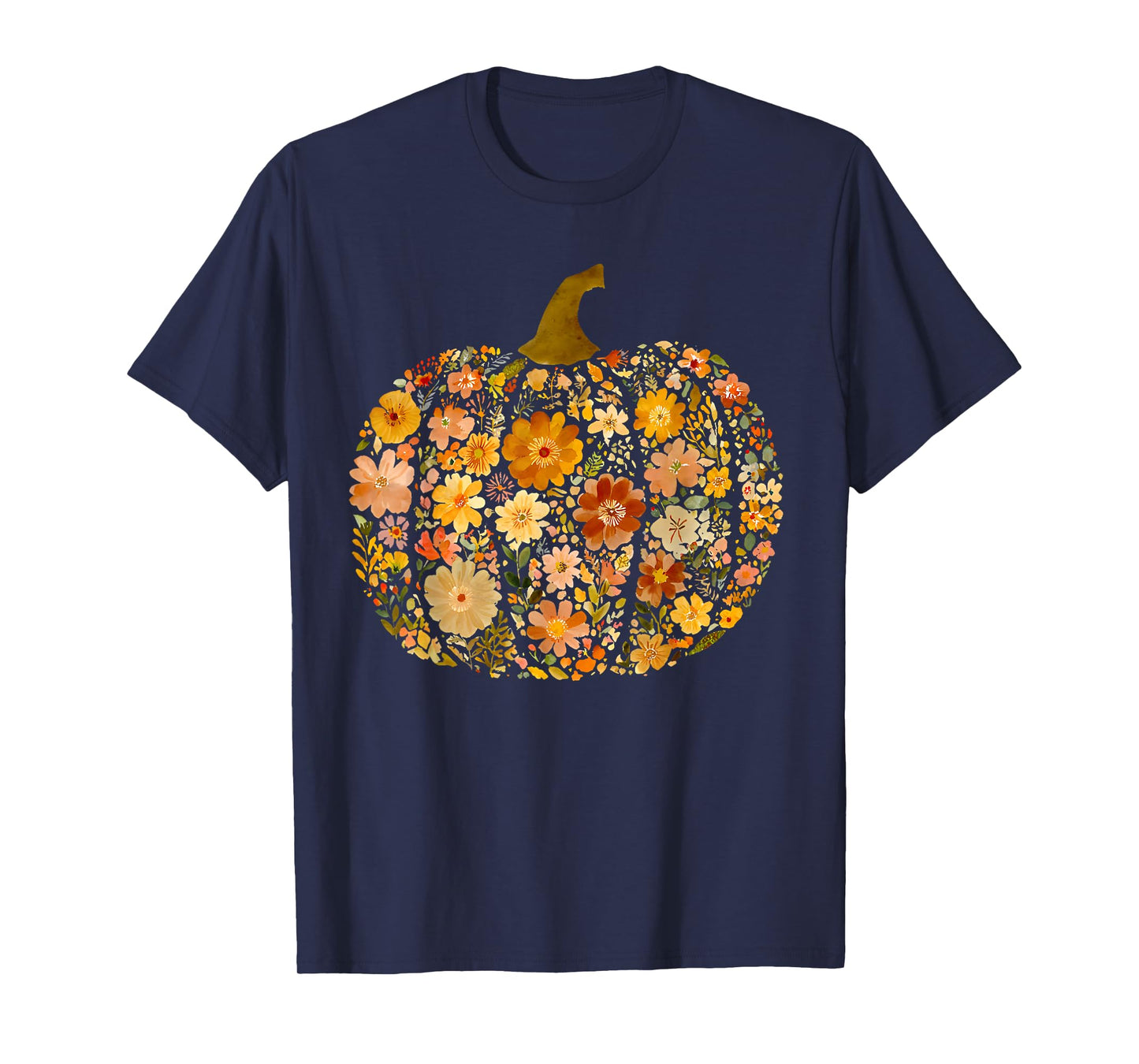 Pumpkin Season Floral Thanksgiving Autumn Fall Y'all Leaves T-Shirt