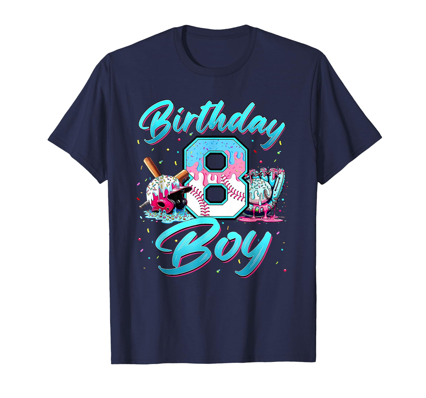 Baseball Boys Ice Cream Drip Baseball Boys Birthday 8 Youth T-Shirt