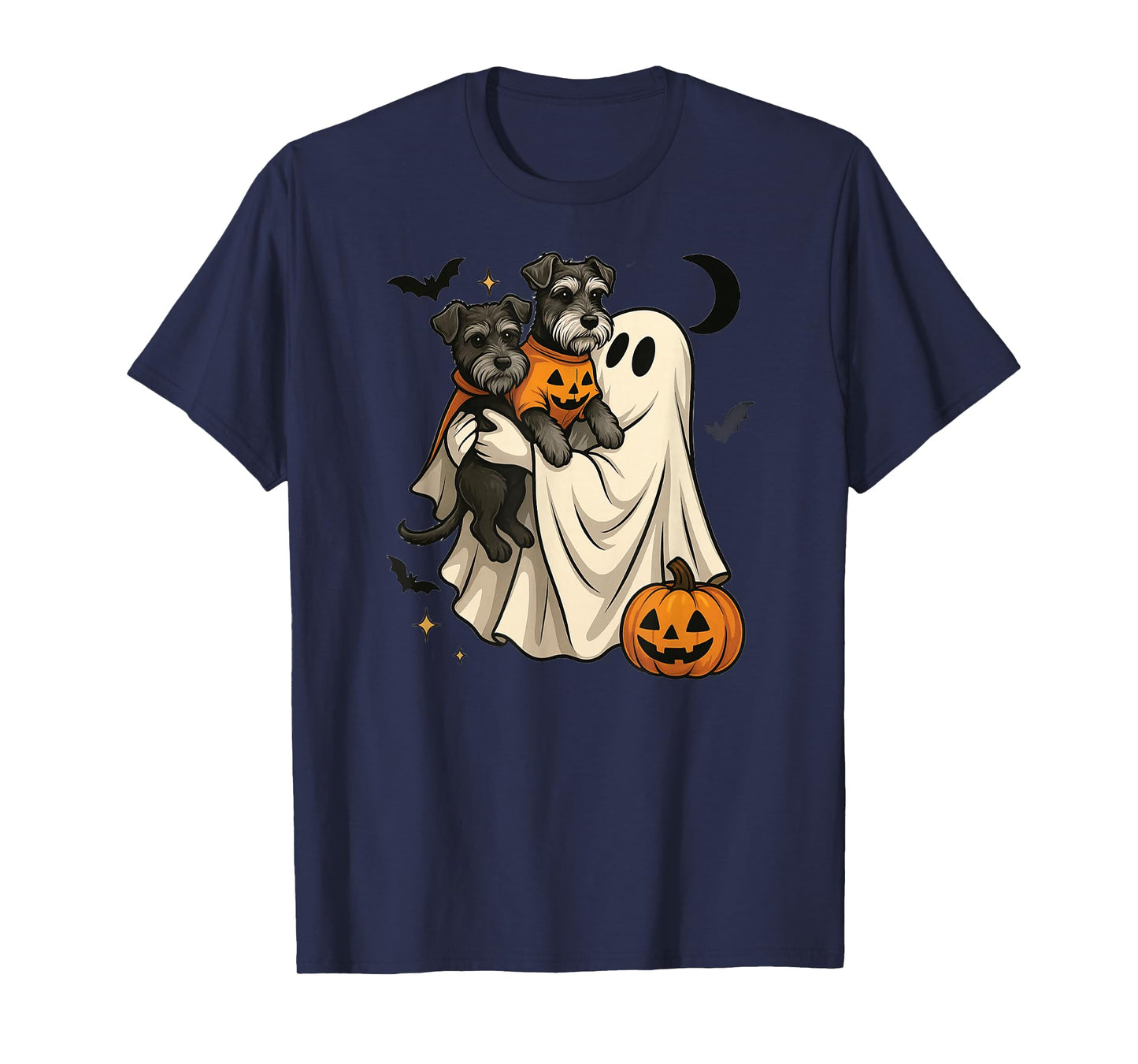 ghost Miniature Schnauzer Dog halloween T-Shirt