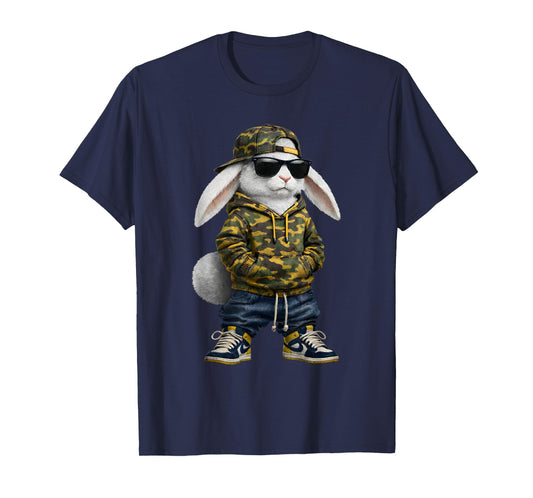 Funny Rabbit Hip Hop Bunny Camo Easter Men Boy Toddler Kid T-Shirt