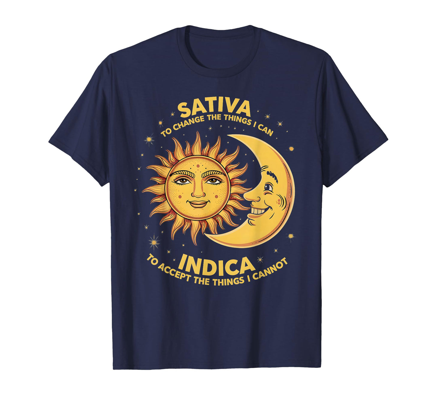 Cosmic Harmony Botanical Balance Mindset Sativa To Change Things Indica To Accept Things T-Shirt, Small, Black