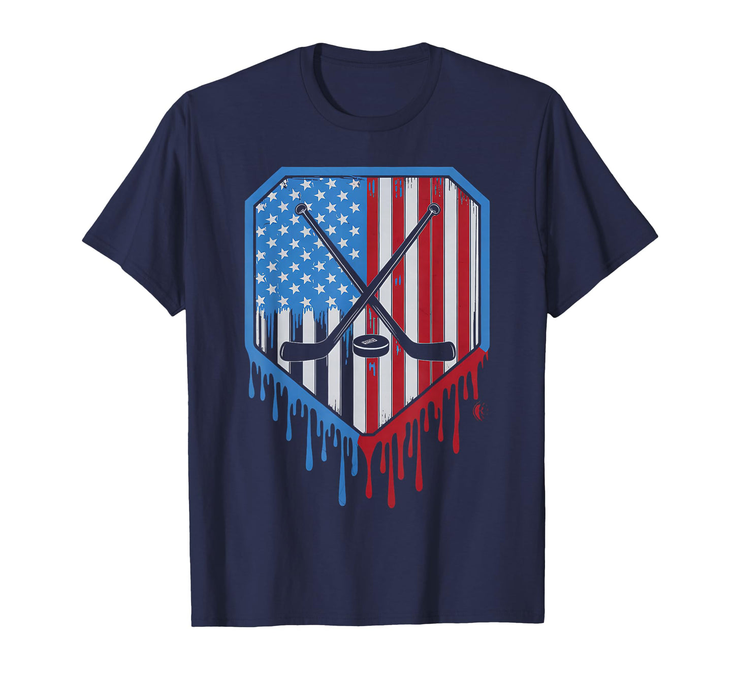 Funny Hockey Drip Boys Ice Cream Patriotic American Flag T-Shirt