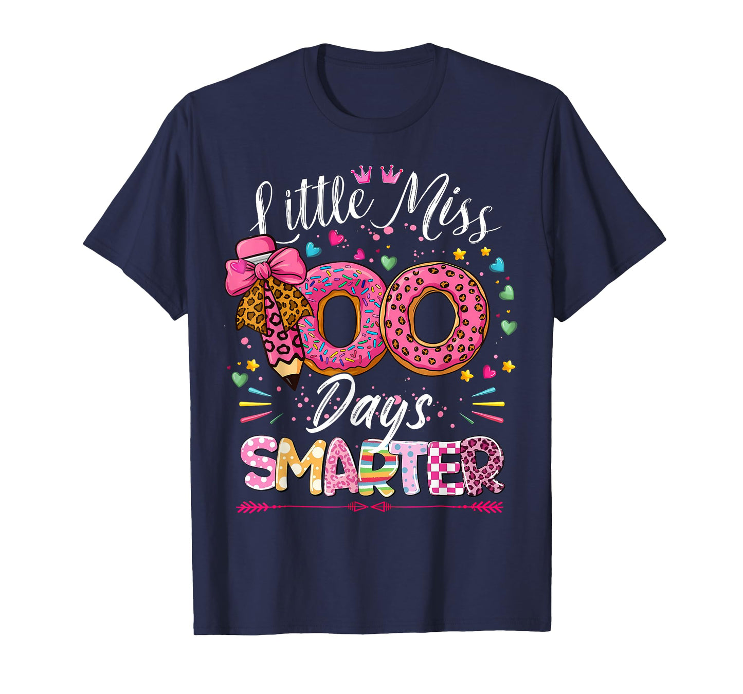 Little Miss 100 Days Smarter Kids Girls 100th Day of School T-Shirt