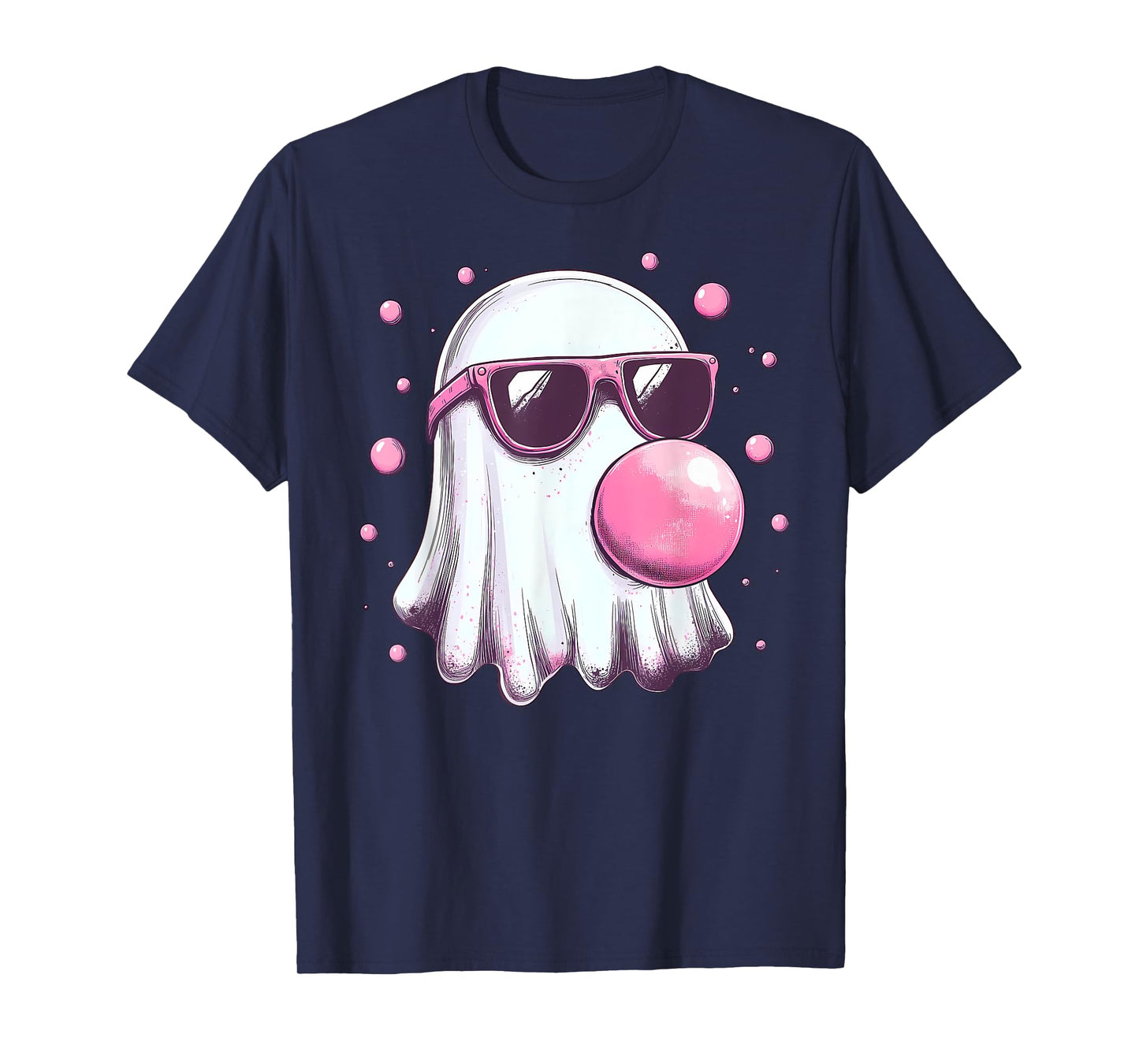 Cute Pink Ghost Bubble Gum Halloween Costume Women Kids T-Shirt