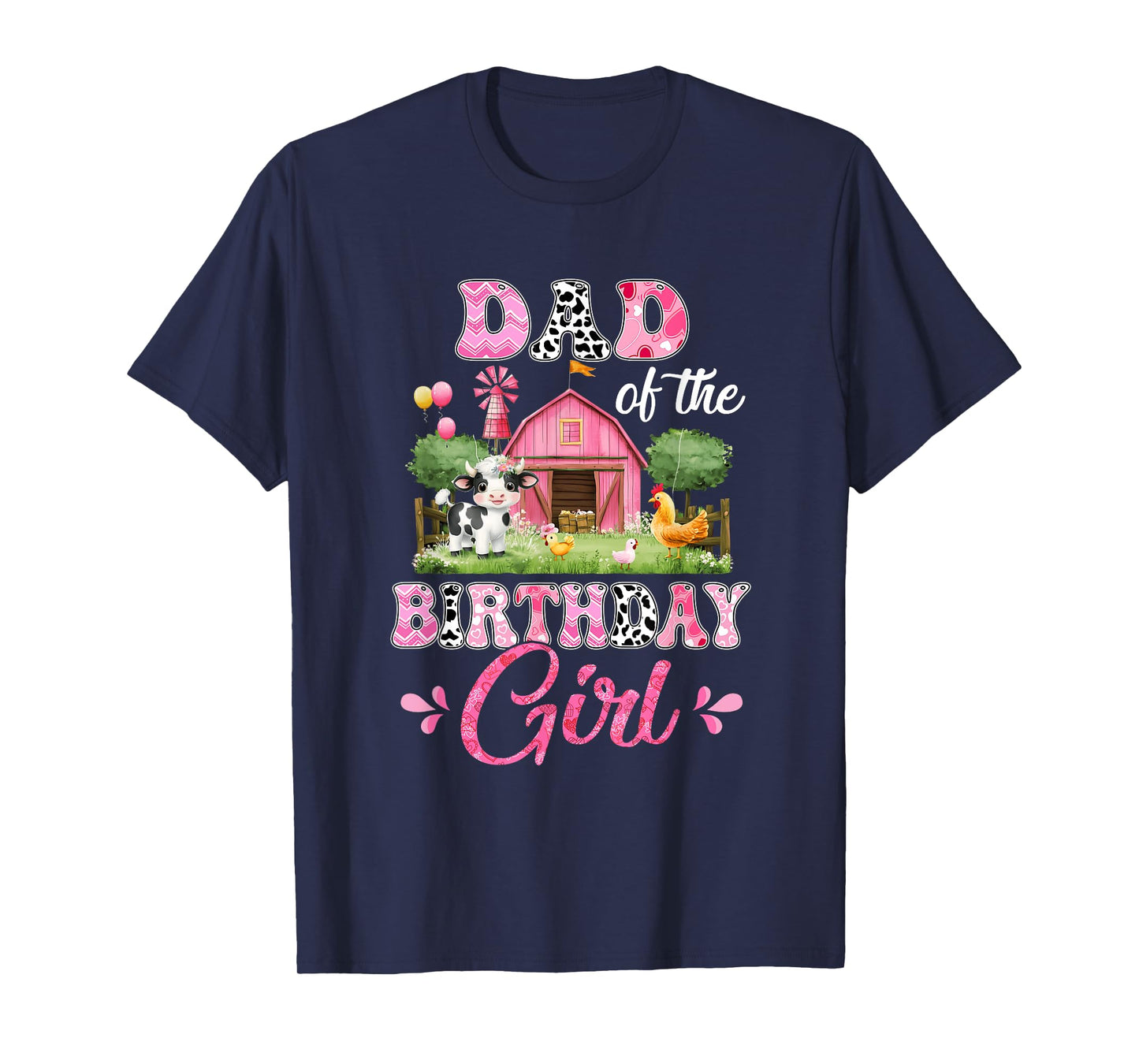 Dad Of The Birthday Girl 1St Birthday Cow Farm Family T-Shirt