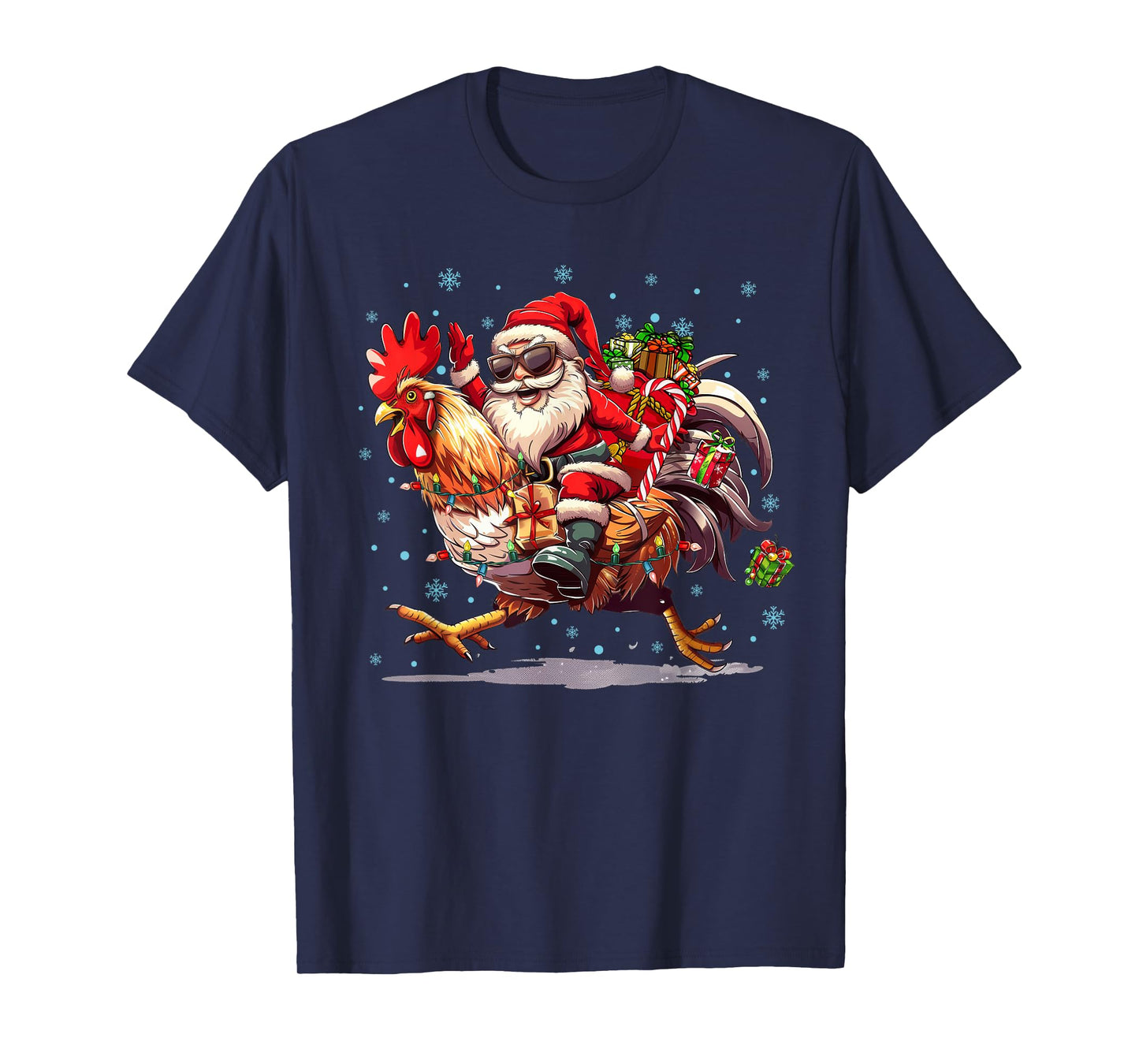 Chicken Lover Xmas Funny Santa Riding Chicken Christmas T-Shirt