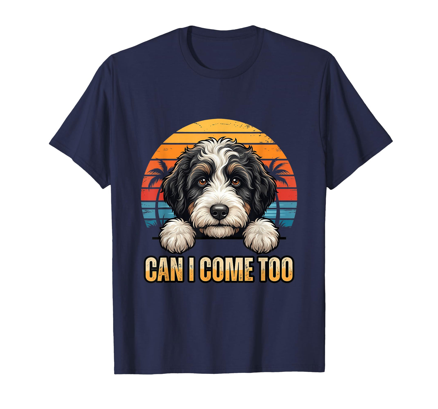 Bernedoodle Peeking Cute Bernedoodle Puppy Art T-Shirt