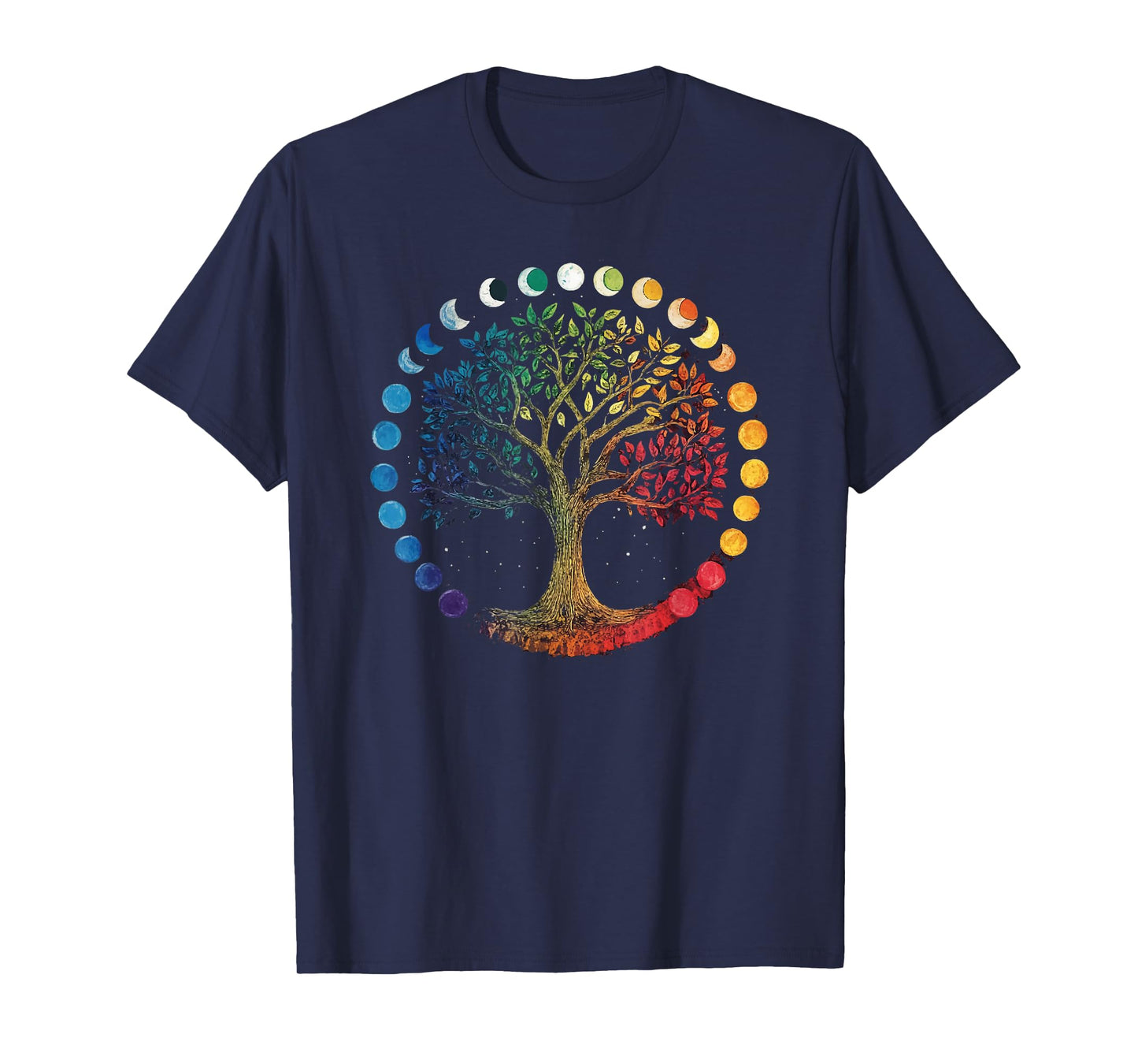 Phases Of The Moon Tree Chakra Yoga Yogi Meditation T-Shirt