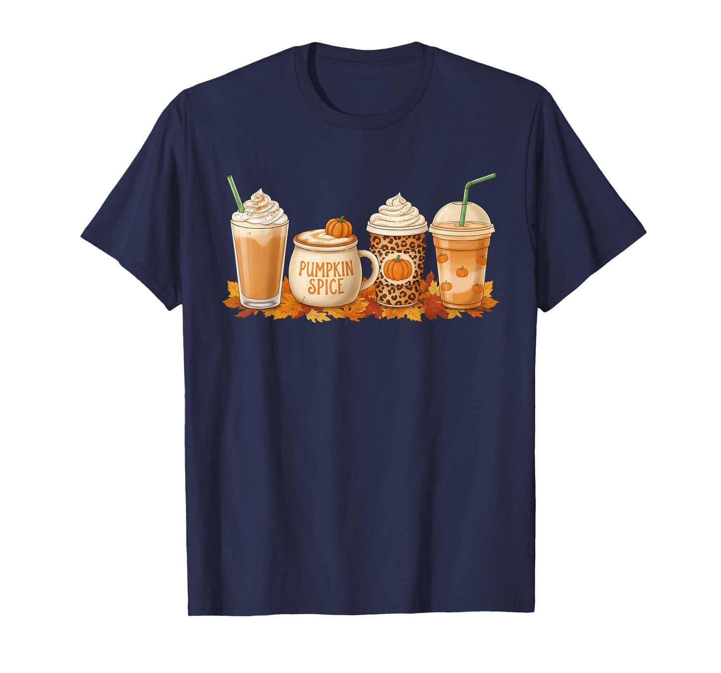 Pumpkin Latte Spice Coffee Fall Drink Halloween Autumn Vibes T-Shirt