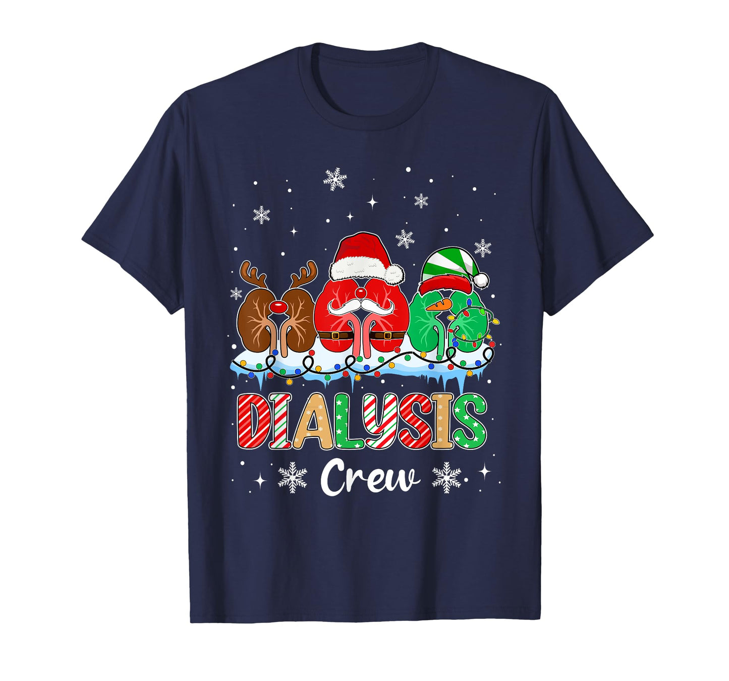 Dialysis Crew Christmas Lights Dialysis Nurse Xmas T-Shirt