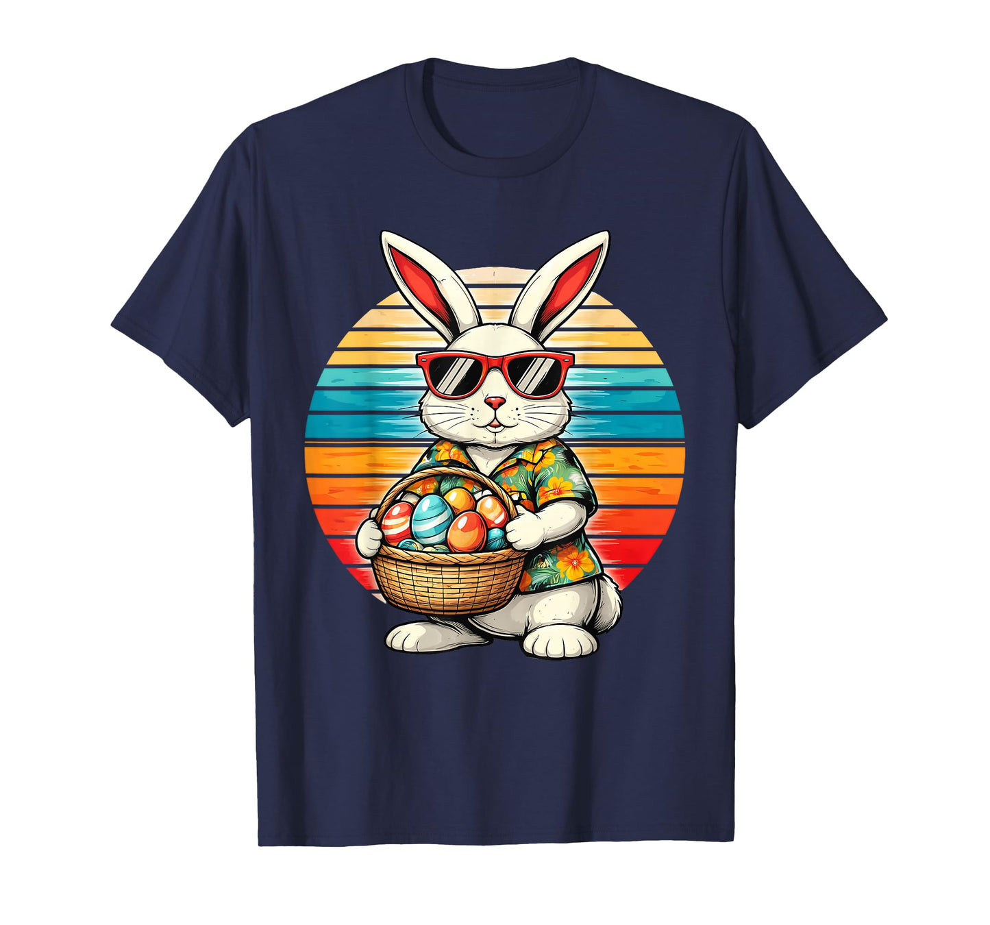 Mens Boys Easter Retro Bunny Egg Funny Easter Men Women Kids T-Shirt