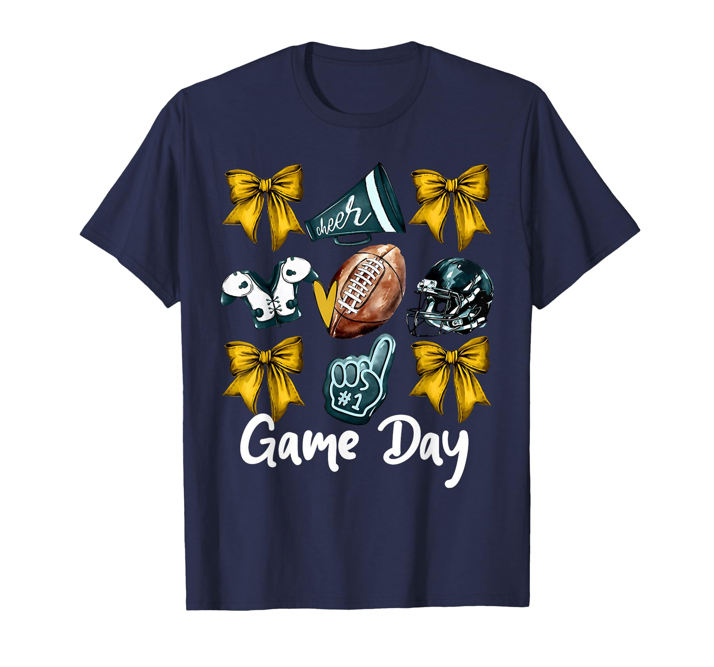 Cheer Coquette Bow Touchdown Football Game Day Thanksgiving T-Shirt