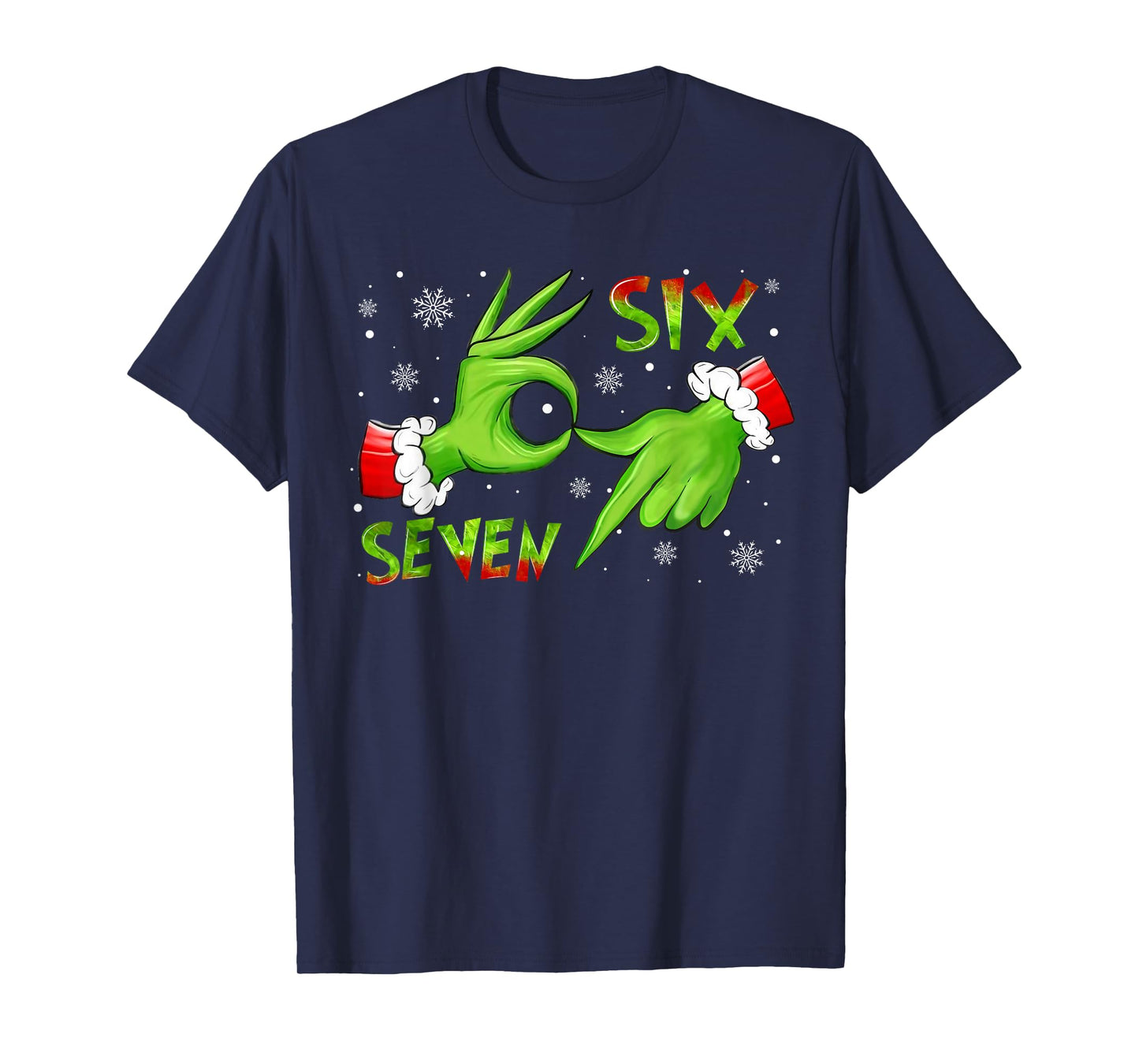 6 7 Six Seven Hand Gen Z Alpha Meme Slang Xmas Christmas T-Shirt