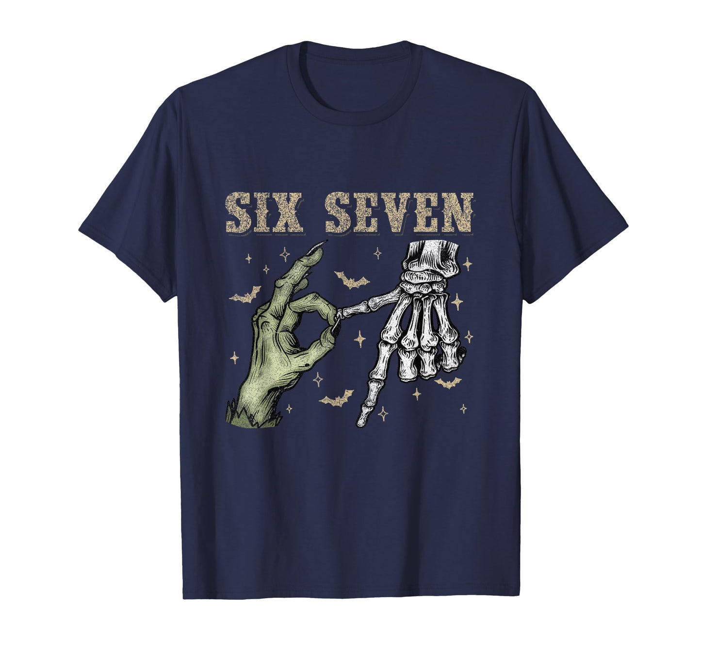 Six Seven 6 7 Halloween 67 Spooky Skeleton Monster Hands T-Shirt