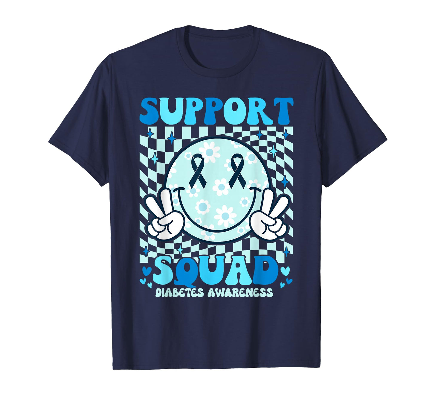 Support Squad Diabetes Awareness Shirt Blue Smile T1D Type 1 T-Shirt