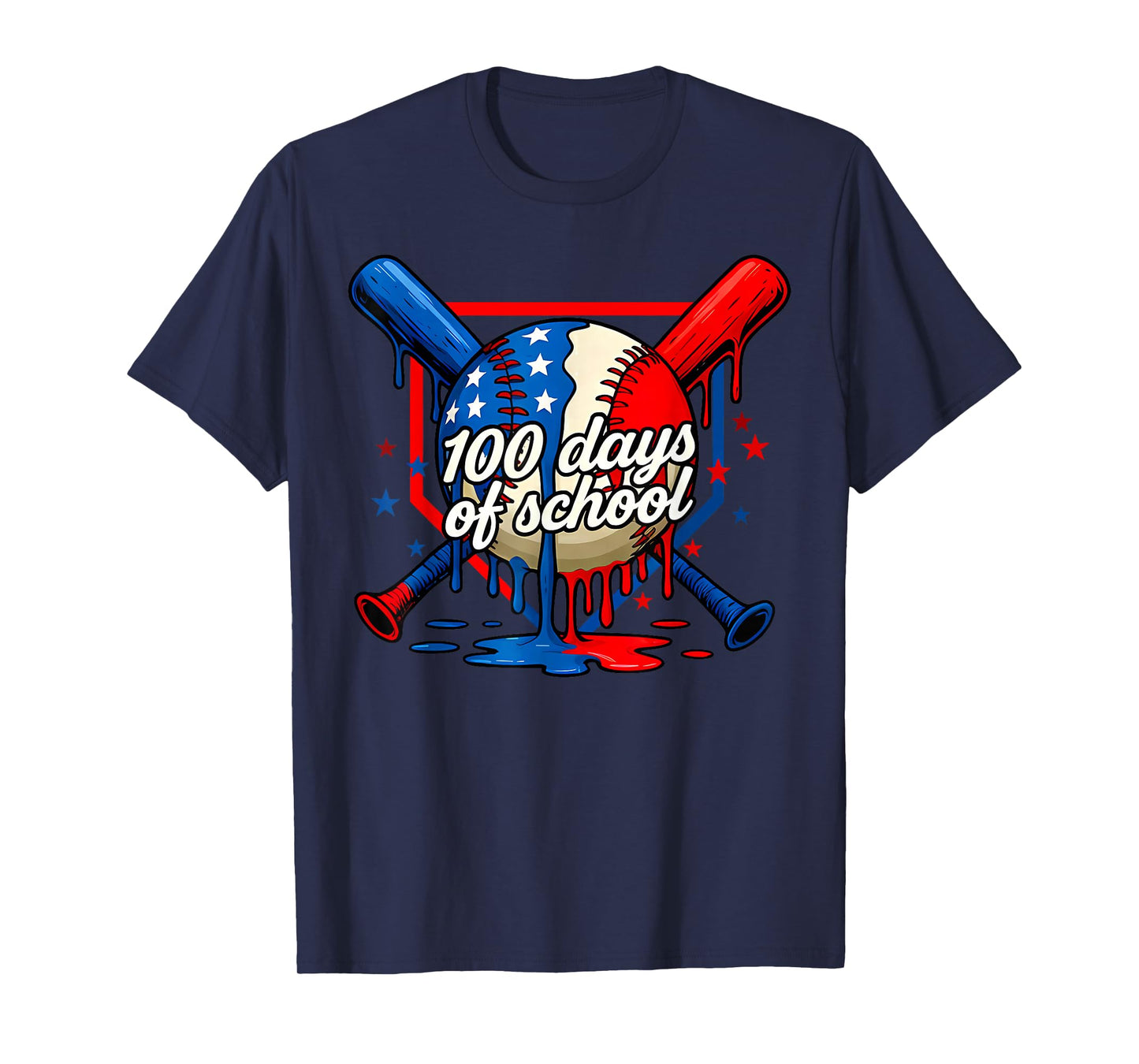 100 Days of School 100th Day Youth Drip Baseball Boys Kid T-Shirt