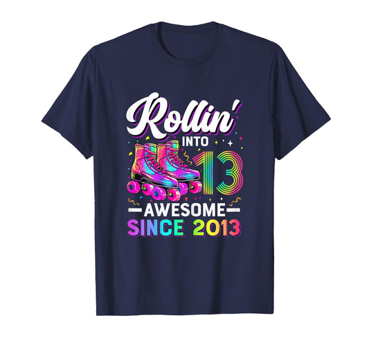 13th Birthday Shirt Girl 13 Year Old Roller Skate Skating T-Shirt