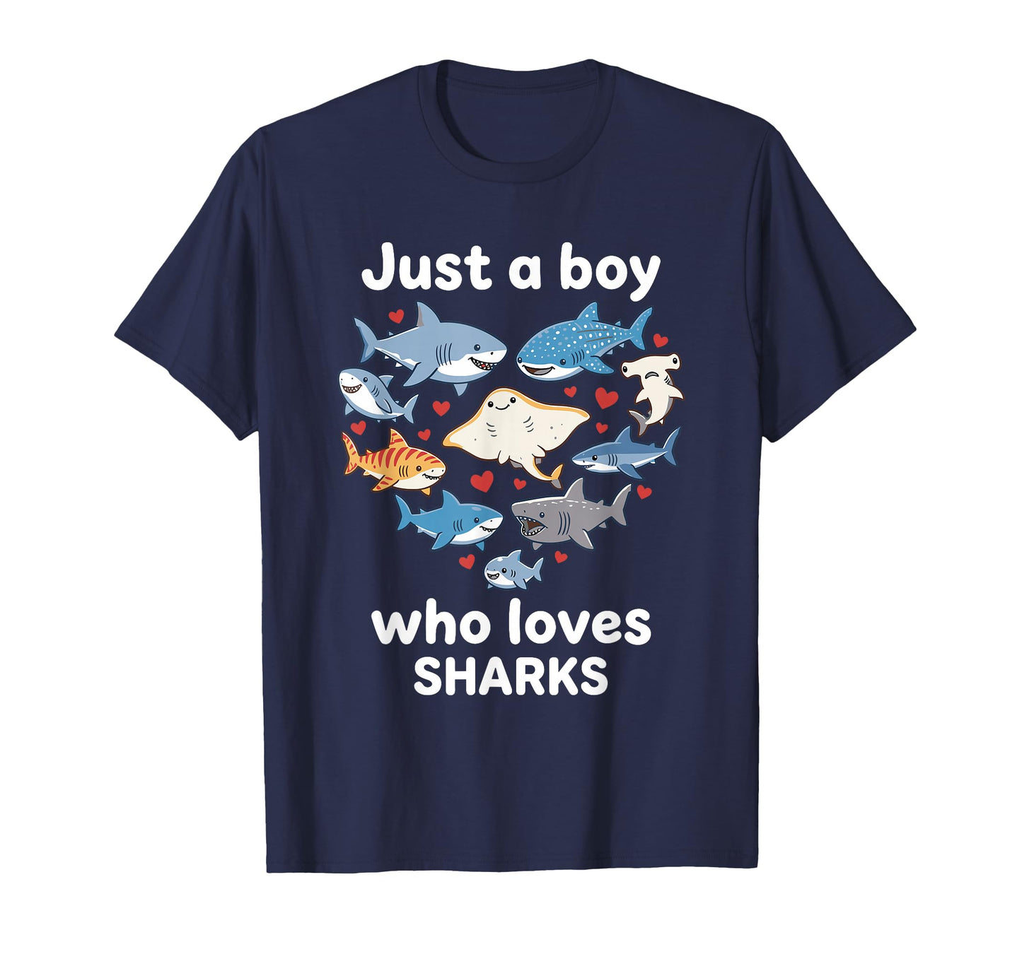 Just a Boy Who Loves Sharks Heart Shark Lover Kids Girl Boys T-Shirt