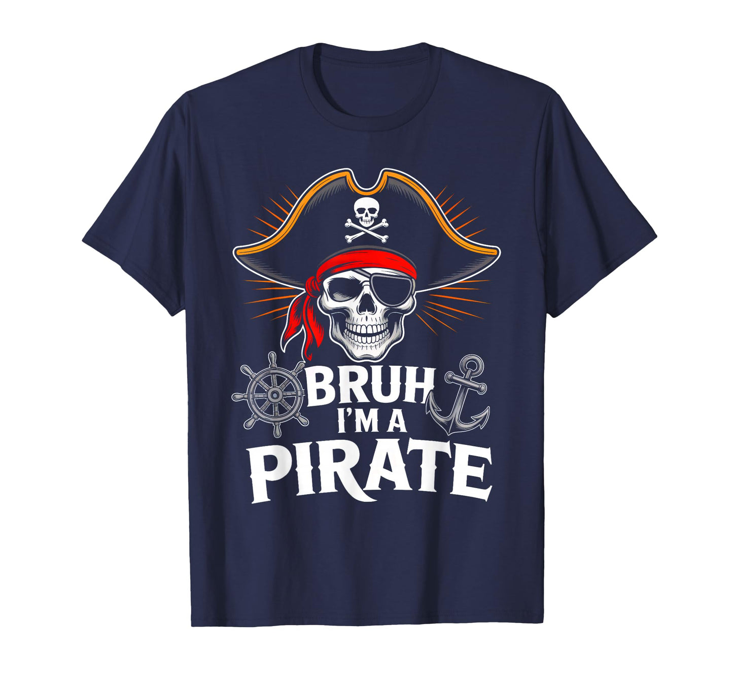 Bruh I'm a Pirate Skull Bandana Halloween Costume Boys Kids T-Shirt