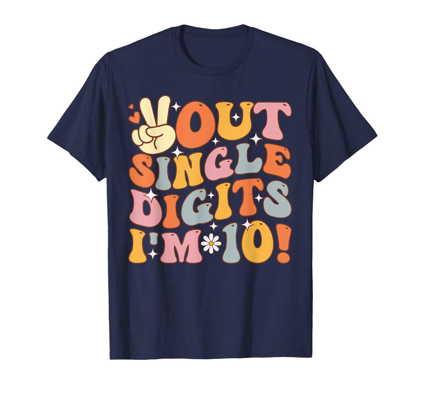 Peace Out Single Digits Retro Groovy 10th Birthday Kids Girl T-Shirt