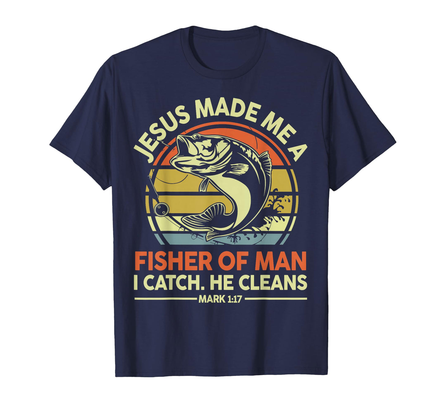 Men's Christian Fishing Gift Jesus Made Fisher Man Funny Dad T-Shirt