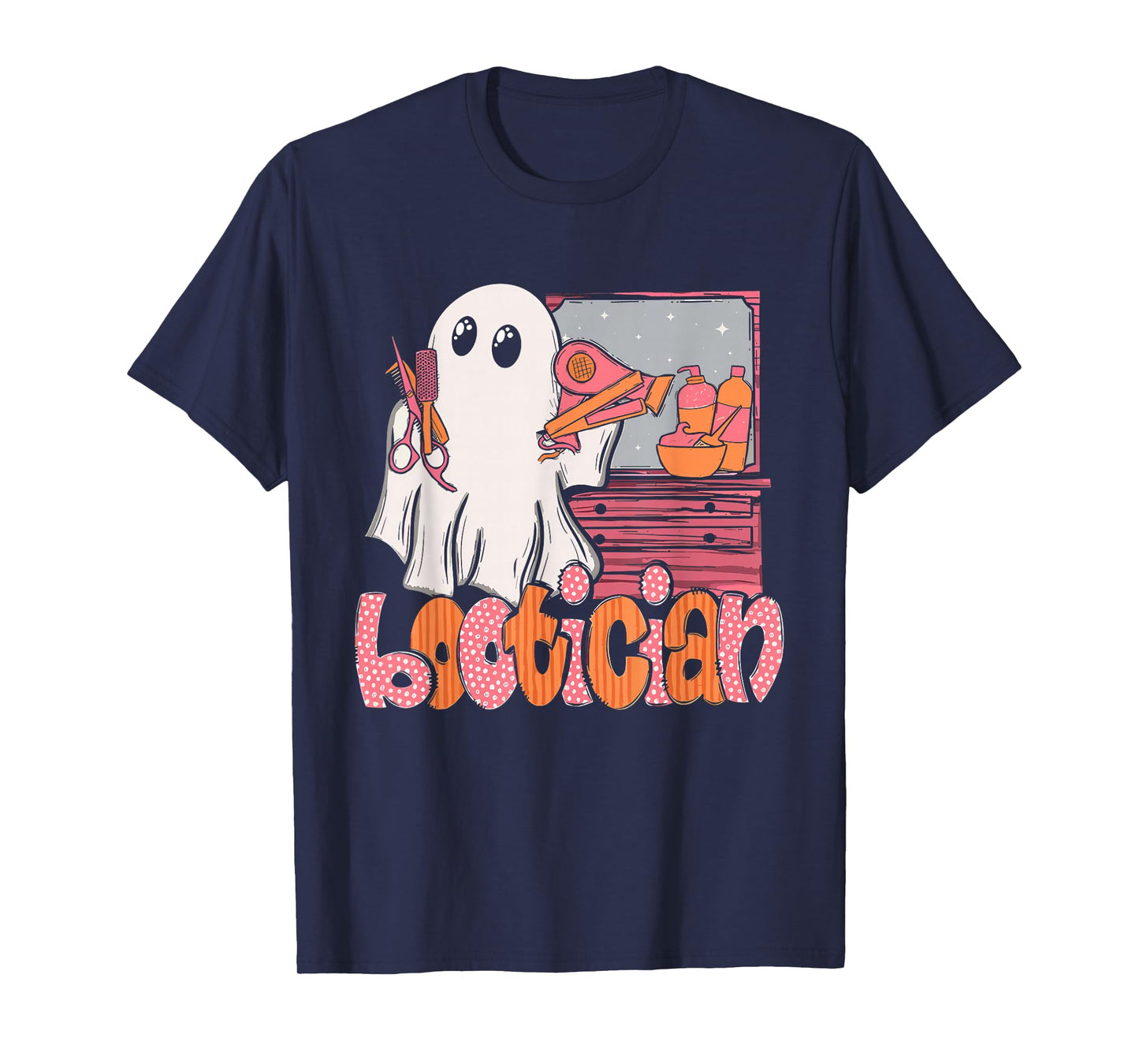 Bootician Funny Beautician Halloween Ghost Hair Stylist T-Shirt