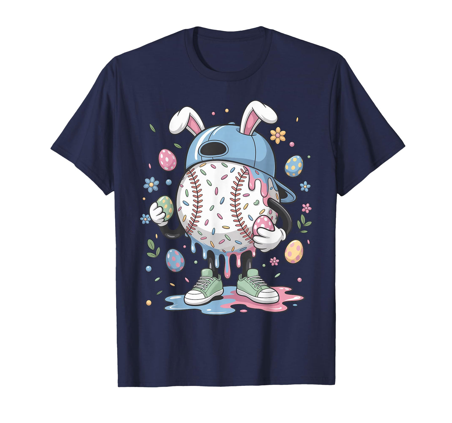 Easter Baseball Drip Easter Bunny Boys Women T-Shirt