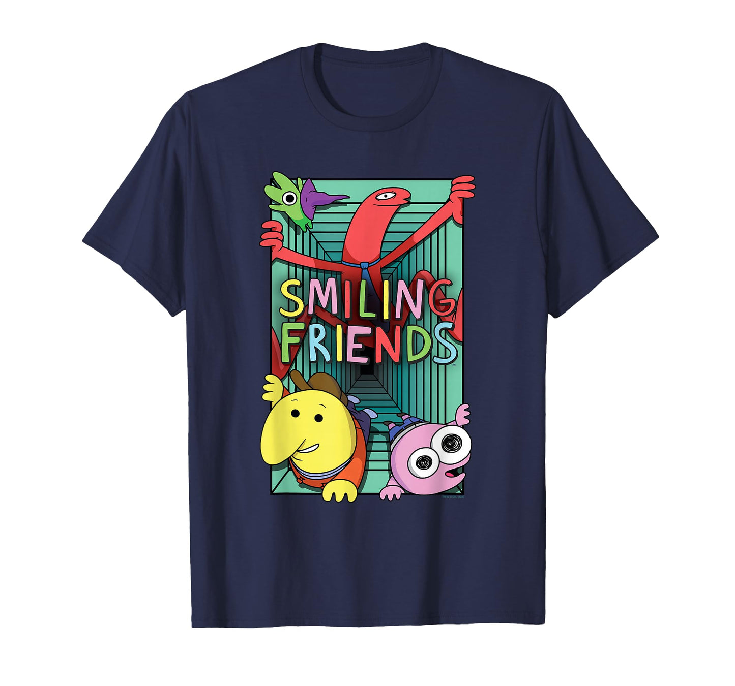Smiling Friends Crawling Character Collage Cartoon T-Shirt