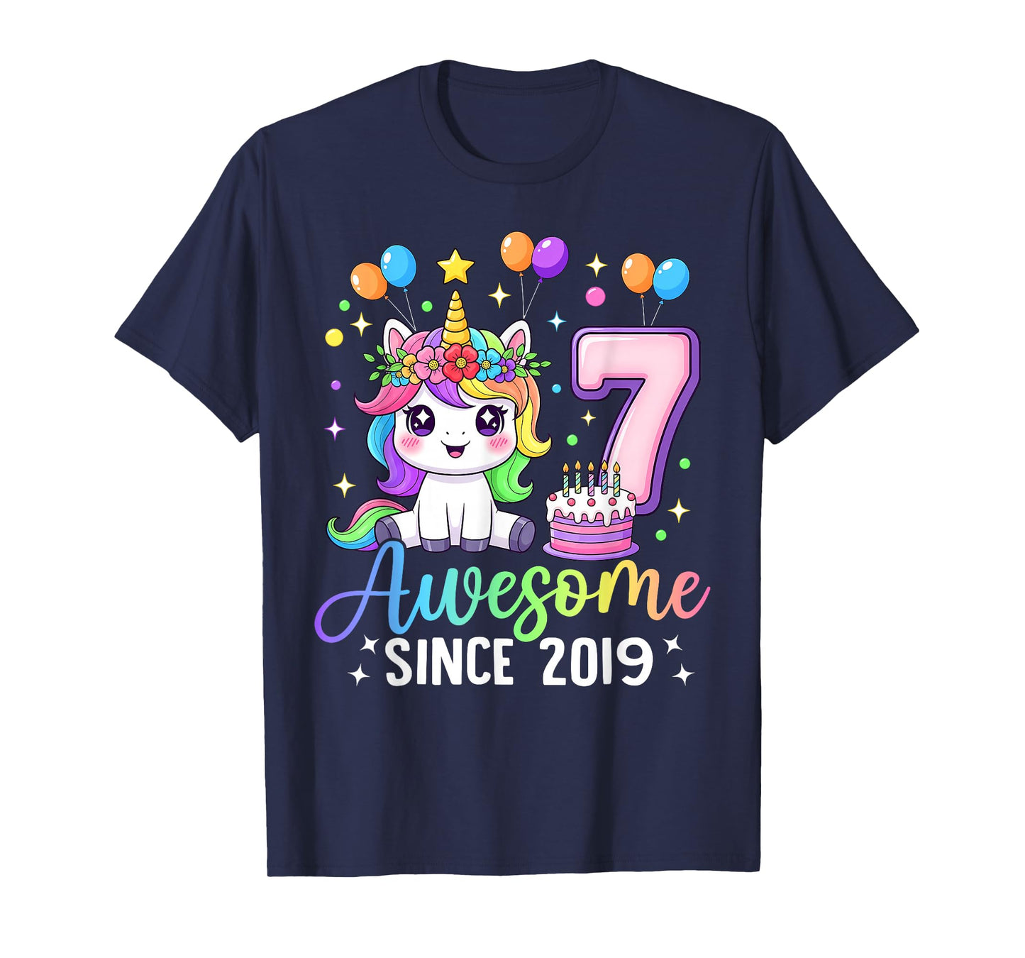 Unicorn 7th Birthday 7 Year Old Unicorn Party Birthday Girl T-Shirt