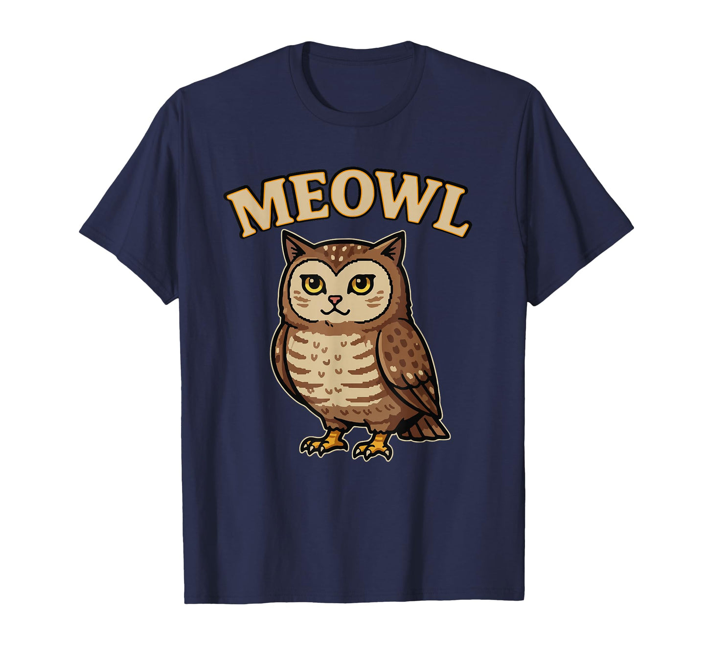 Meowl - Funny Meow Cat Owl Brainrot Meme Teen Kids Gaming T-Shirt