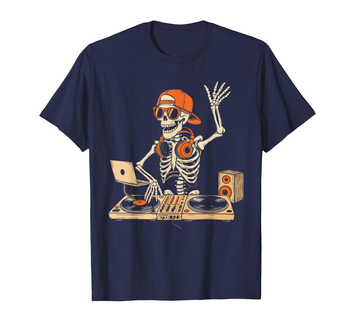 Funny Skeleton Dj Halloween Costume Music Lovers Men Boys T-Shirt