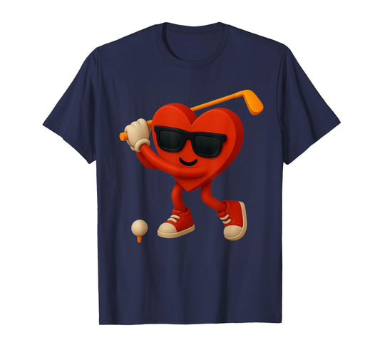 Golf Valentines Day Cute Heart Golfer Love Funny Boys Kids T-Shirt