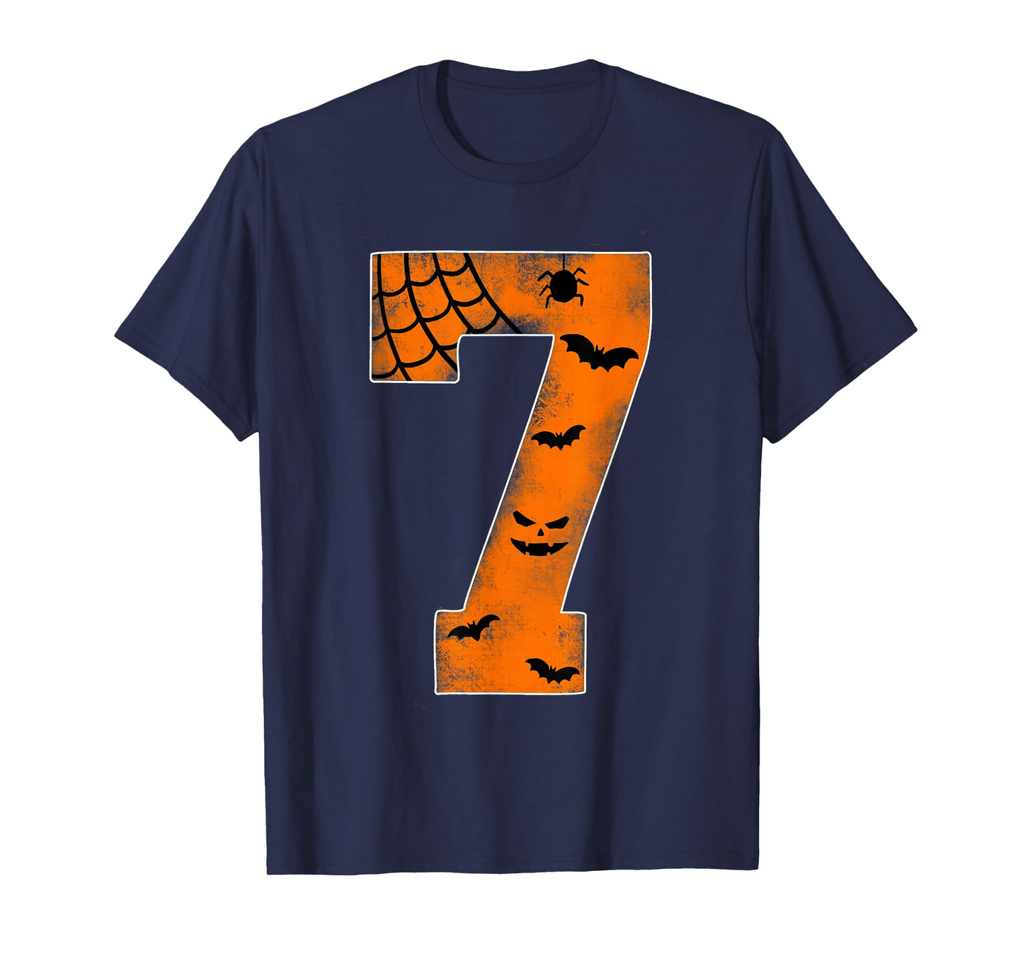 Number 7 7th Birthday Boy Seven Halloween Happy Birthday T-Shirt