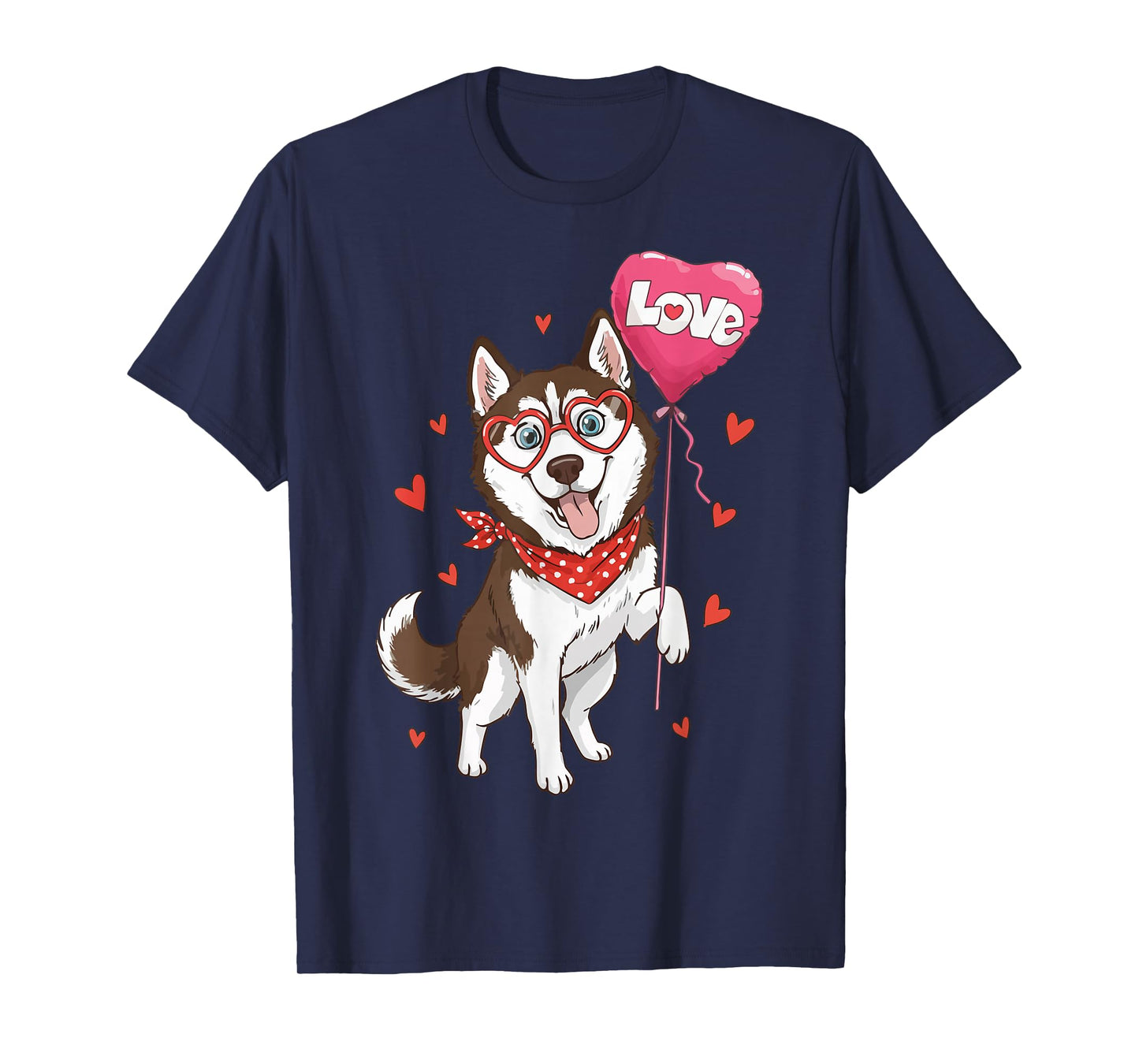 Cute Husky Dog Heart Love Valentine Pet Animal Lovers T-Shirt