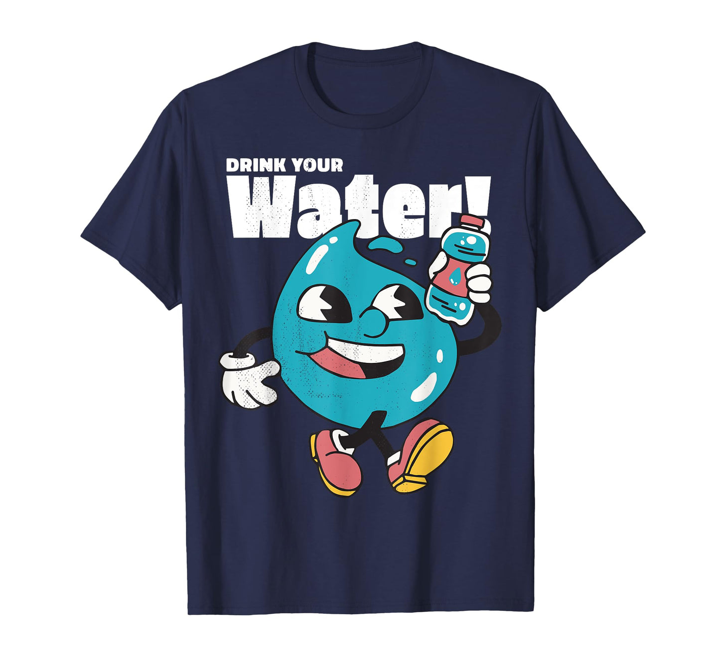 Drink your water, avoid dehydration. Waterdrop. Unisex-Kids T-Shirt. Black. Small. Short Sleeve. School Theme. Cotton, Polyester. Machine Wash.