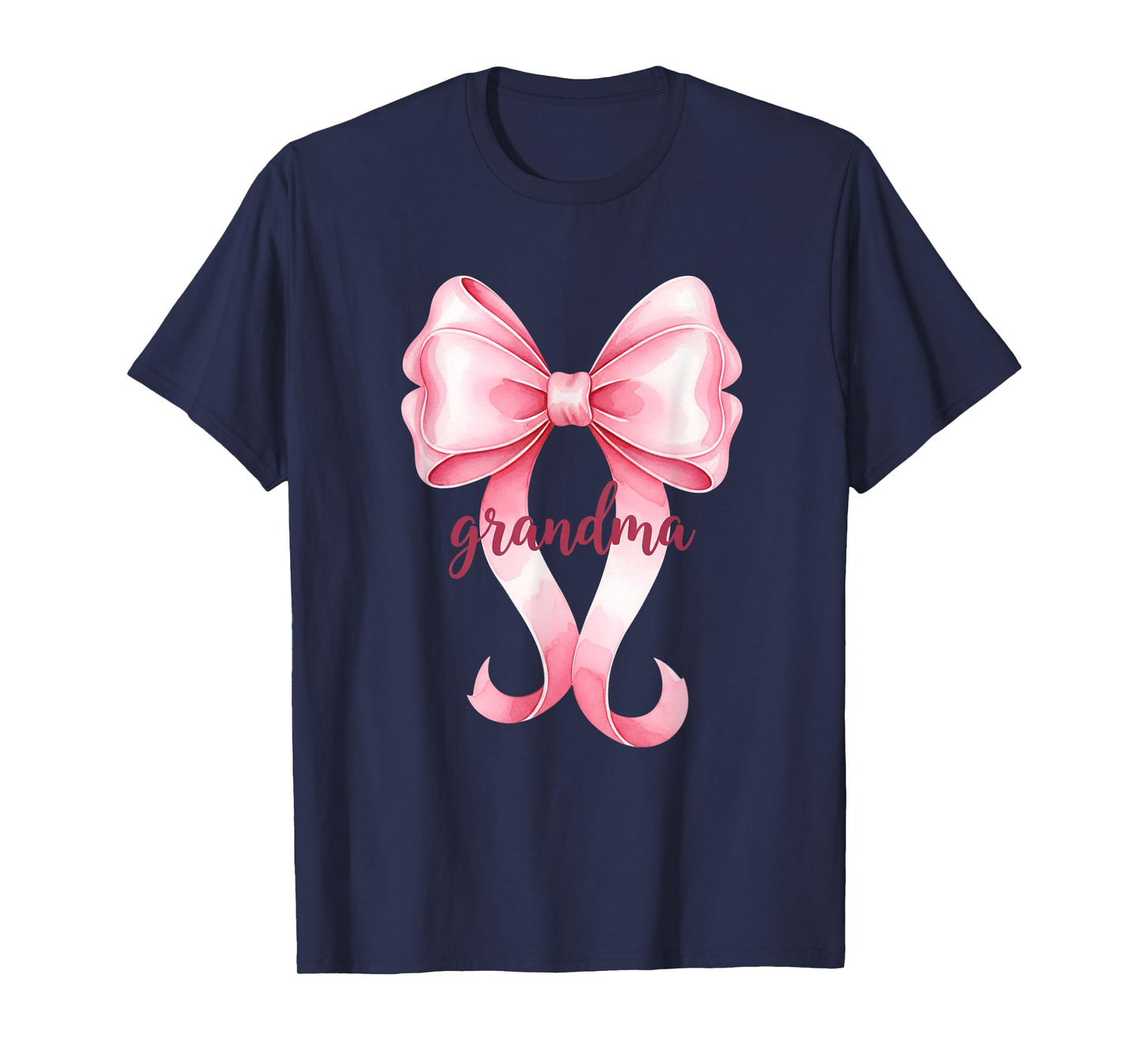 Grandparent Grandma Pink Bow Script Design T-Shirt