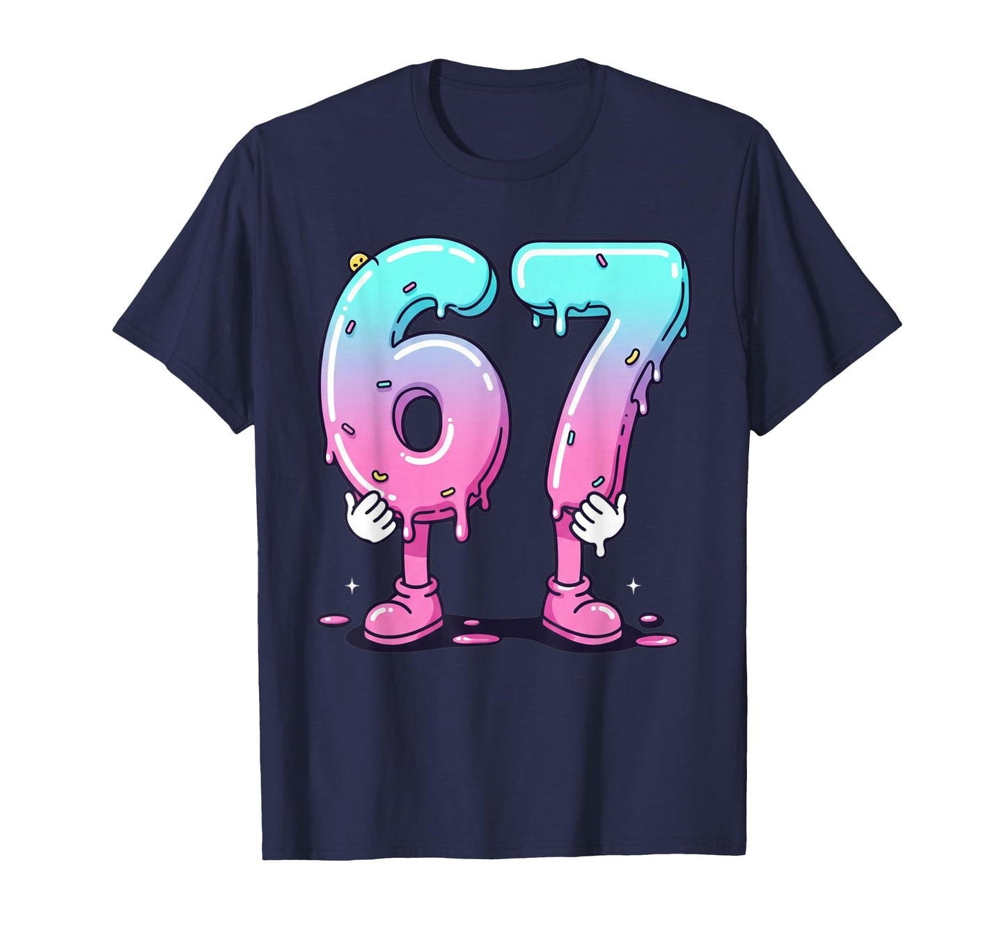 67 Ice Cream Drip (Front) Six Seven Meme for Gen Alpha Kids T-Shirt