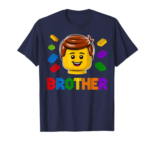 Family Brother Master Builder Building Brick Blocks Boy Kids T-Shirt