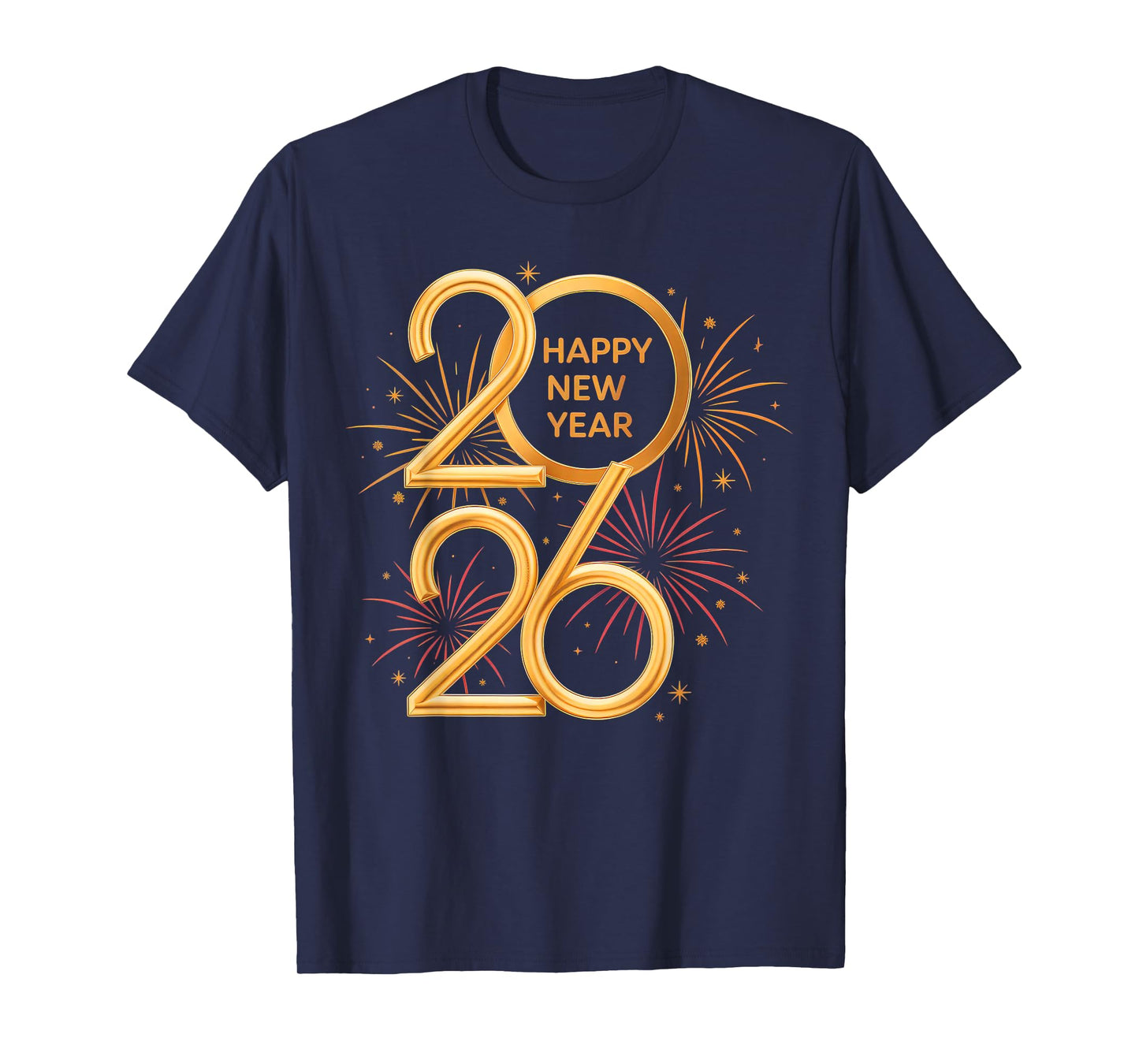 Happy New Year Party Supplies 2026 Family Matching Fireworks T-Shirt