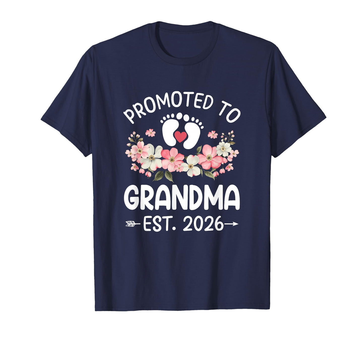Promoted to Grandma 2026 First Time Floral New Grandma T-Shirt