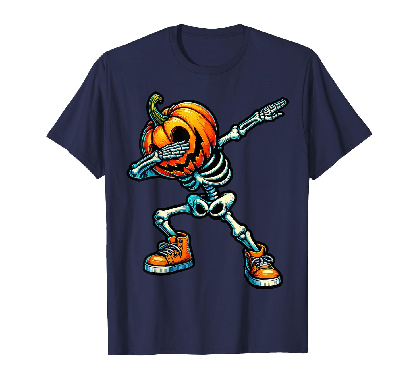 Dabbing Halloween Skeleton Boys Trick Treat Funny Pumpkin T-Shirt