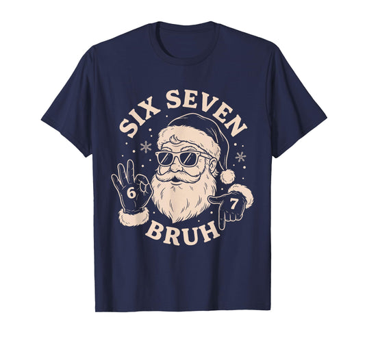 67 Six Seven Bruh Funny Christmas Santa 6 7 Meme T-Shirt