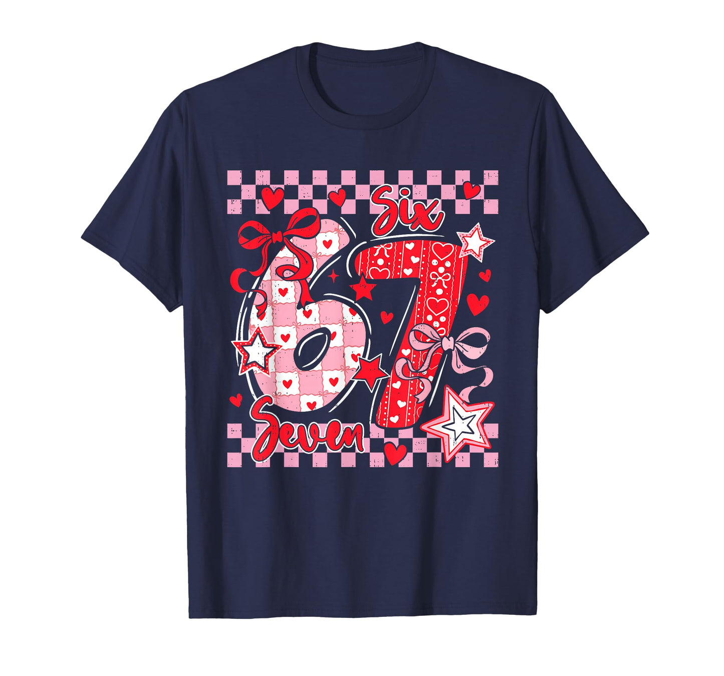 Six Seven 6 7 Meme 67 Bow Valentines Day GirlsTeens Youth T-Shirt